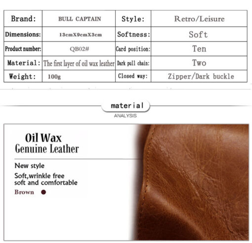 Bull Captain Men Wallets Bifold Leather Vintage Purse With 2 ID Window - Image 11