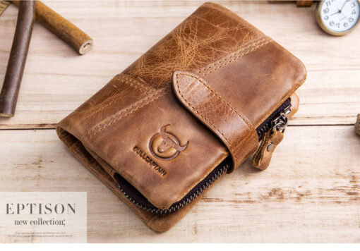 Bull Captain Men Wallets Bifold Leather Vintage Purse With 2 ID Window - Image 12