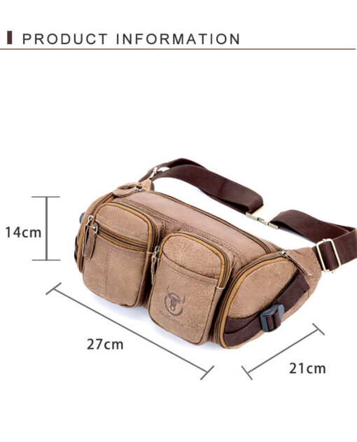 Bull Captain Leather Men's Travel Waist Bags Funny Waist Chest Pack - Image 5
