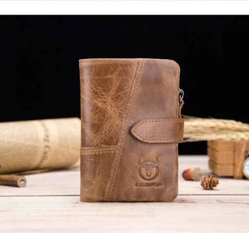 Bull Captain Men Wallets Bifold Leather Vintage Purse With 2 ID Window - Image 14