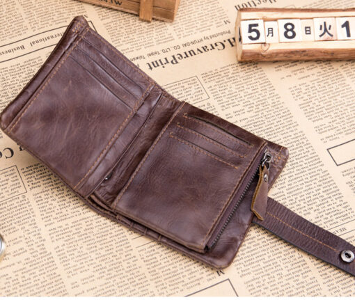 Bull Captain Men Wallet Leather Front Pocket Bifold Zipper Coin Purse - Image 8