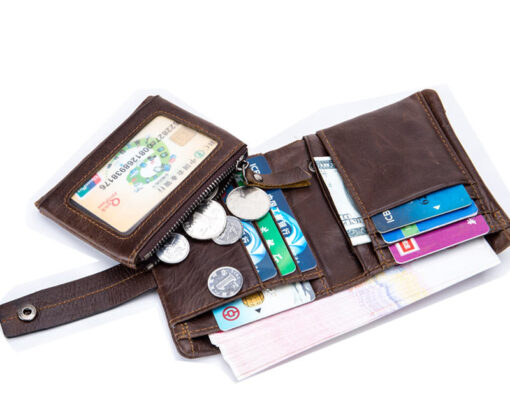 Bull Captain Men Wallet Leather Front Pocket Bifold Zipper Coin Purse - Image 9