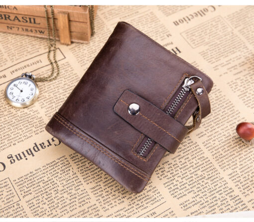 Bull Captain Men Wallet Leather Front Pocket Bifold Zipper Coin Purse - Image 12
