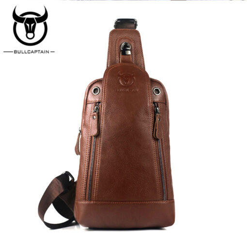 Bull Captain Men Genuine Leather Sling Chest Bag Daypacks - Image 11