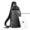 Bullcaptain Men Leather Chest Big Bag Vintage Travel Fashion Crossbody Shoulder Bag - Image 4