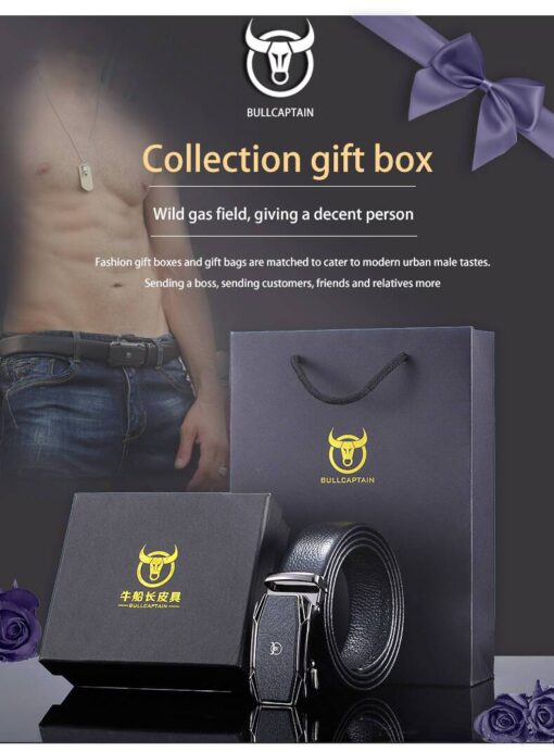 Bull captain Genuine Leather Brown Bright Surface And NUBUK Belt for Men Classic Retro - Image 7