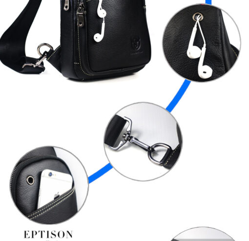 Bull Captain Men sling crossbody bag Leather Shoulder Bags Chest Pack - Image 12