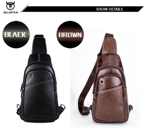 Bull Captain Men sling crossbody bag Leather Shoulder Bags Chest Pack - Image 14