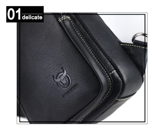 Bull Captain Men sling crossbody bag Leather Shoulder Bags Chest Pack - Image 15