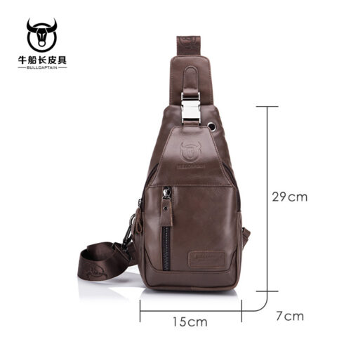 Bull Captain Crossbody Bag Genuine Leathe Men Sling Chest Bags - Image 4
