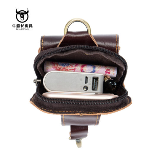Bullcaptain Bag Men Genuine Leather Loop Belt Phone Bag - Image 4