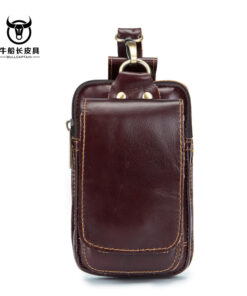 Bullcaptain Bag Men Genuine Leather Loop Belt Phone Bag
