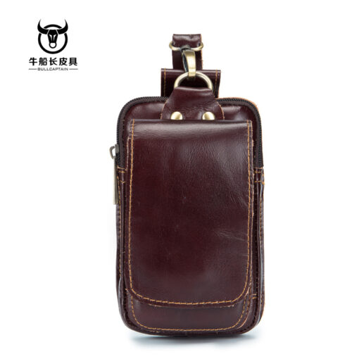 Bullcaptain Bag Men Genuine Leather Loop Belt Phone Bag