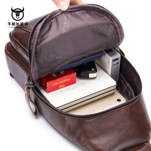Bullcaptain Genuine Leather Bag Vintage Sling Bag Chest Bag for Men - Image 2