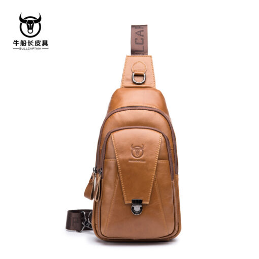 Bullcaptain Genuine Leather Bag Vintage Sling Bag Chest Bag for Men - Image 4