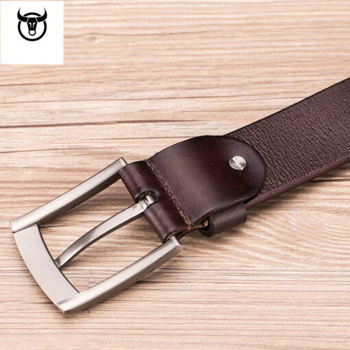 Bull captain Genuine Leather Bright Surface Brown Belt for Men Classic Retro - Image 4