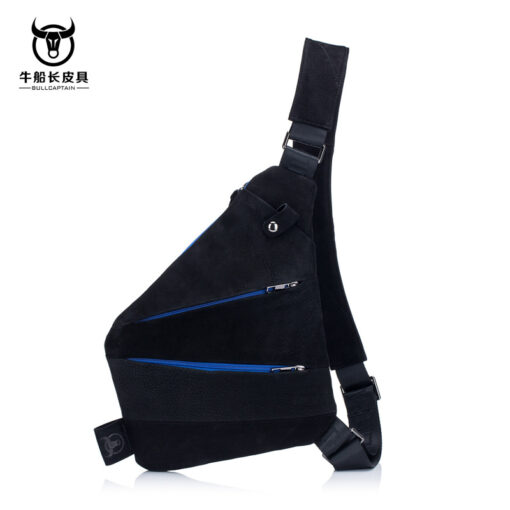 Bull Captain Cowhide Leather Sling Backpack for Men Chest Bag Crossbody