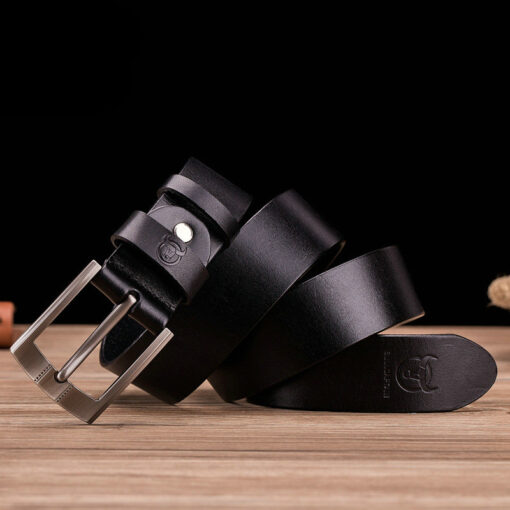 Bull captain Genuine Leather Bright Surface Black Belt for Men Classic Retro - Image 6