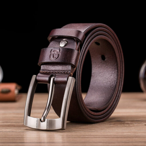 Bull captain Genuine Leather Bright Surface Brown Belt for Men Classic Retro