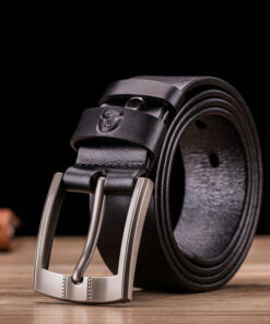 Bull captain Genuine Leather Bright Surface Black Belt for Men Classic Retro