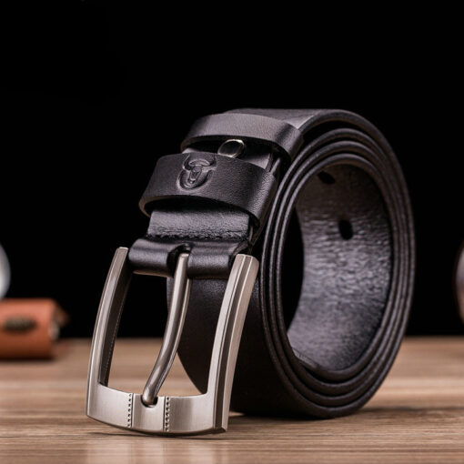Bull captain Genuine Leather Bright Surface Black Belt for Men Classic Retro