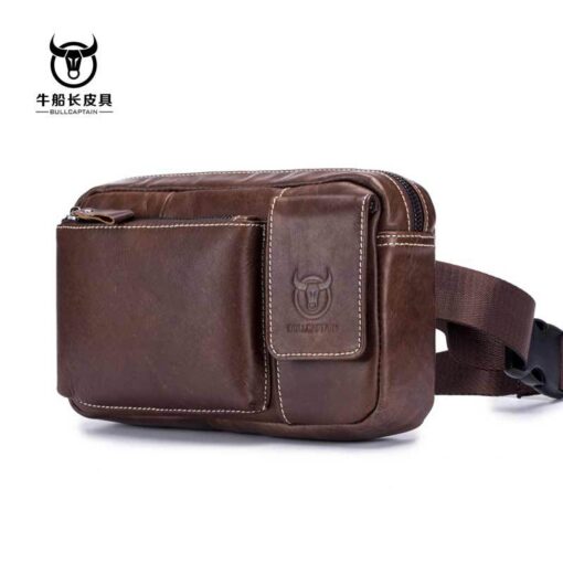 Bull Captain Leather Casual Men Waist Pack Bag for Mobile phone - Image 7