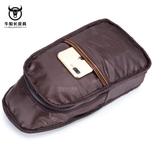 Bull Captain Leather Men Sling Shoulder Crossbody Bags Backpack - Image 5