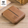 Bullcaptain Men Retro Minimalist RFID Cowhide 13 Card Slots Short Zipper Wallet - Image 3