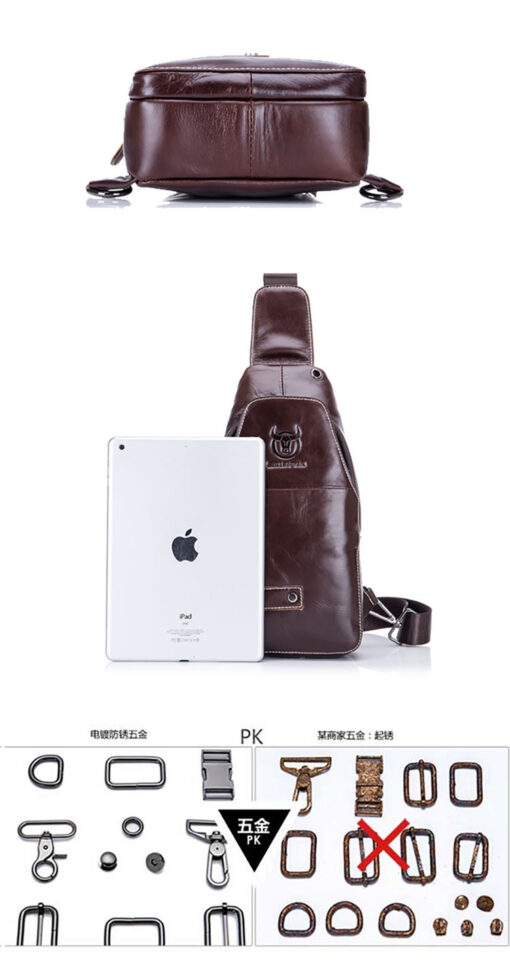 Bull Captain Men Leather Sling Bag for Men Chest Bags Crossbody Pack - Image 2