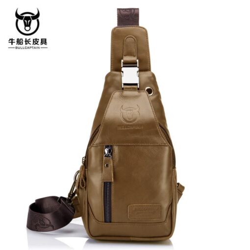 Bull Captain Crossbody Bag Genuine Leathe Men Sling Chest Bags - Image 5