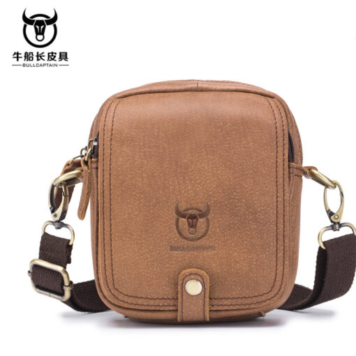 Bull Captain Men Waist packs Genuine Leather Cell Phone belt Waist Small Bag - Image 2