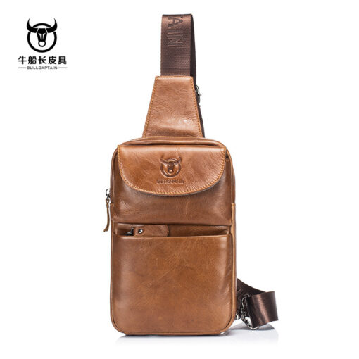 Bull Captain Genuine Leather Men Sling Chest Bag Crossbody Bags - Image 4
