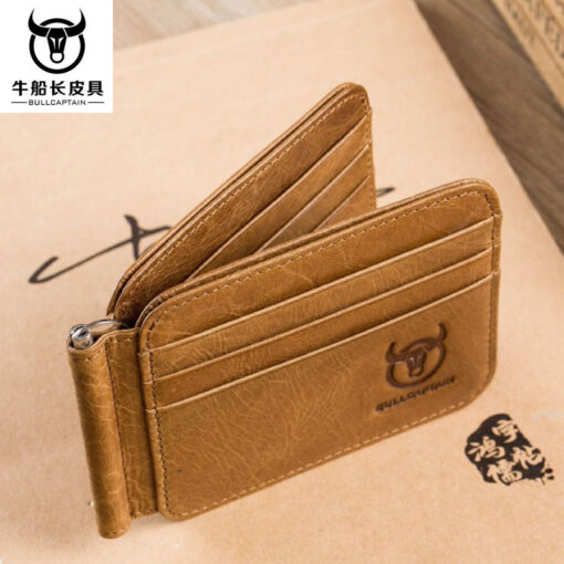 Bull Captain Leather Men Wallet Slim Casual Wallets with Money Clip - Image 2
