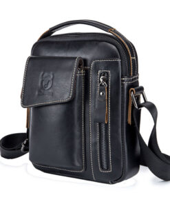 Bull Captain Leather Men Small Shoulder Crossbody Bag Travel Handbag