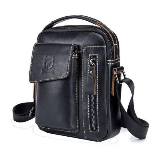 Bull Captain Leather Men Small Shoulder Crossbody Bag Travel Handbag