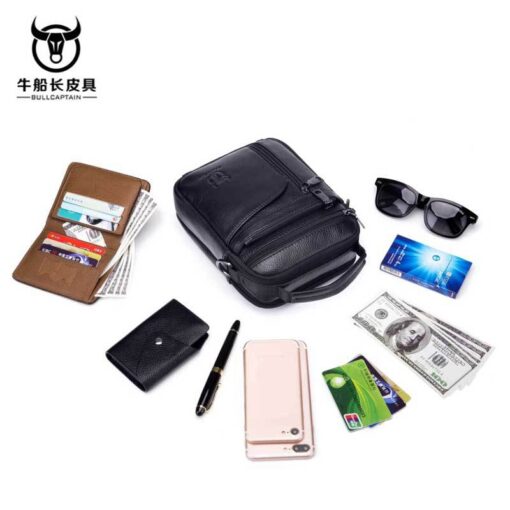 Bull Captain Leather Men Shoulder Crossbody Bag Travel Handbag - Image 8