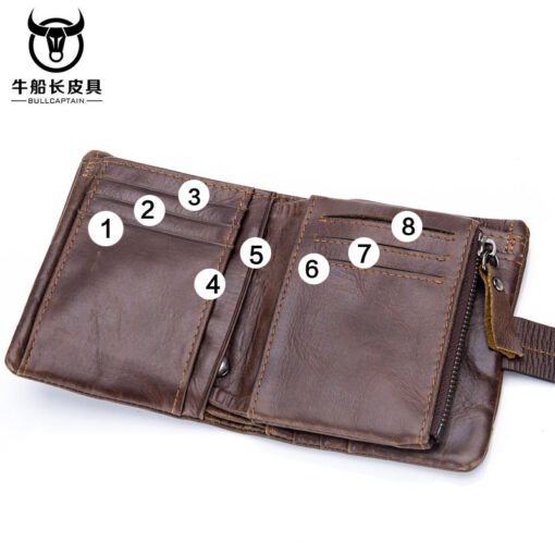 Bull Captain Men Wallet Leather Front Pocket Bifold Zipper Coin Purse - Image 15