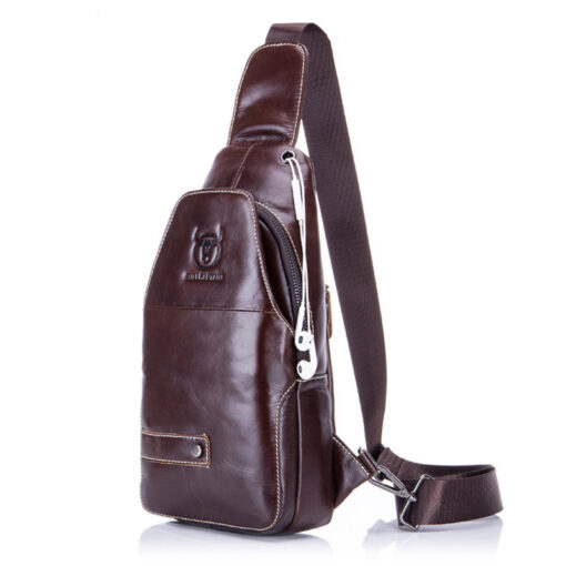 Bull Captain Men Leather Sling Bag for Men Chest Bags Crossbody Pack