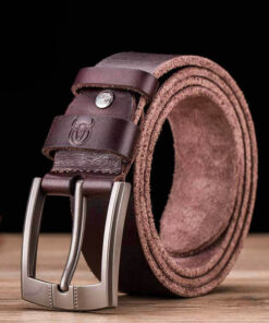 Bull captain Genuine Leather Brown Bright Surface And NUBUK Belt for Men Classic Retro