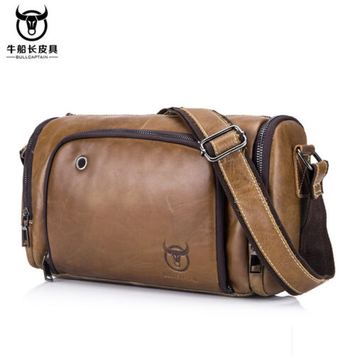 Bull Captain Leather Men Shoulder Crossbody Bag Outdoor Messenger Bag - Image 2