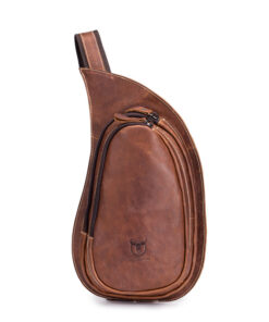 Bull Captain Leather Crossbody Bag for Men Chest Bag Vintage