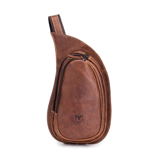 Bull Captain Leather Crossbody Bag for Men Chest Bag Vintage