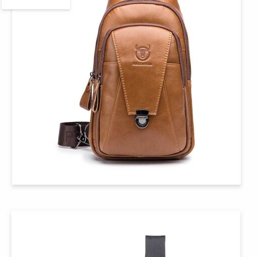 Bullcaptain Genuine Leather Bag Vintage Sling Bag Chest Bag for Men - Image 6