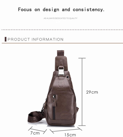 Bull Captain Crossbody Bag Genuine Leathe Men Sling Chest Bags - Image 8