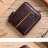 Bullcaptain Men Retro Minimalist RFID Cowhide 13 Card Slots Short Zipper Wallet - Image 6
