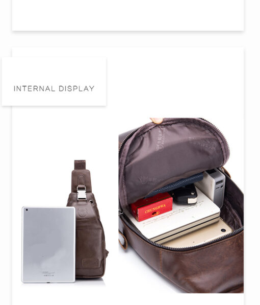 Bull Captain Crossbody Bag Genuine Leathe Men Sling Chest Bags - Image 9