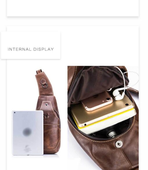 Bull Captain Men Sling Backpack Genuine Leather Shoulder Bags 019 - Image 9