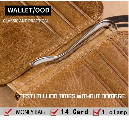 Bull Captain Leather Men Wallet Slim Casual Wallets with Money Clip - Image 9