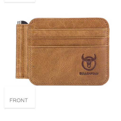 Bull Captain Leather Men Wallet Slim Casual Wallets with Money Clip