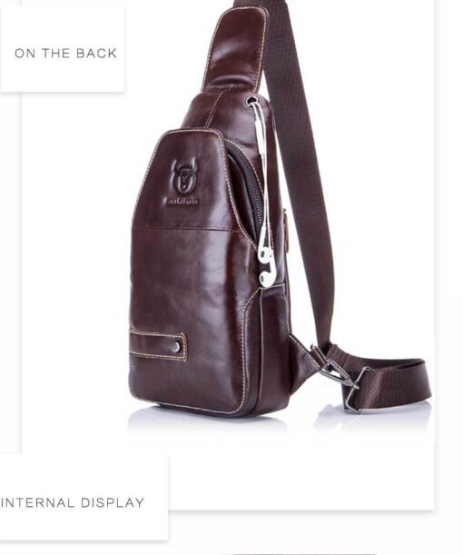 Bull Captain Men Leather Sling Bag for Men Chest Bags Crossbody Pack - Image 5